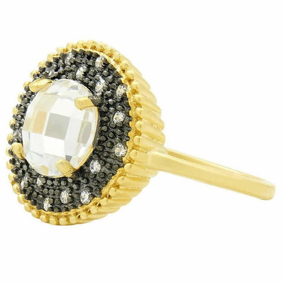 FREIDA ROTHMAN Faceted Stone Vault Cocktail Ring Gold Silver Zirconia Stone $175 - Picture 2 of 16